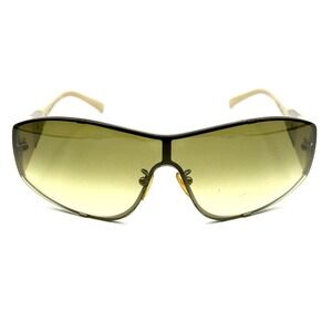 Vintage Police Shield Sunglasses White Frame Green Gradient Lens Made In Italy